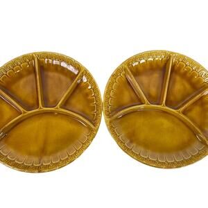 Maddux of California USA 3159 Ceramic Divided Plates Set of 2